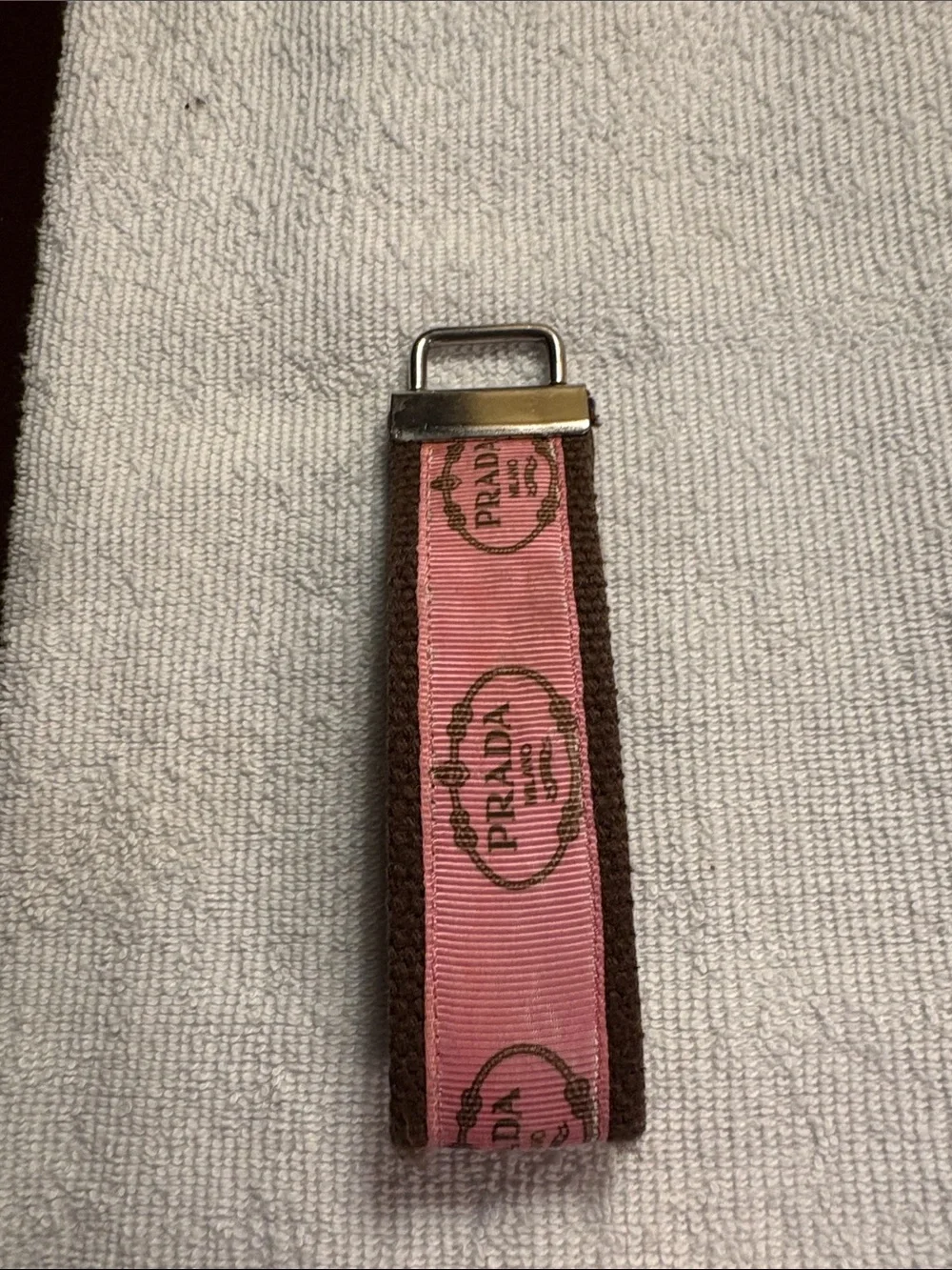 Vintage Prada Pink and Brown Webbing Key Loop